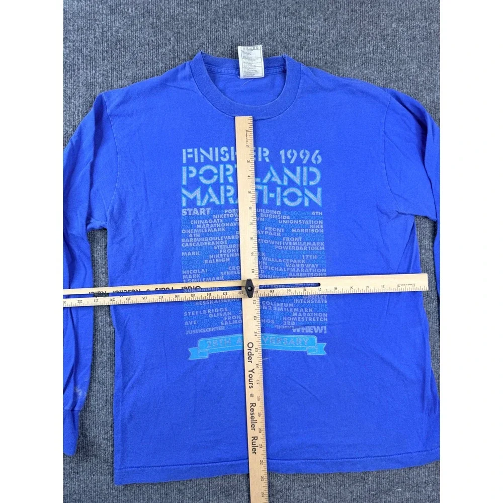 Vintage 90s Nike Portland Marathon 1996 Finisher Shirt Mens M Blue Long Sleeve